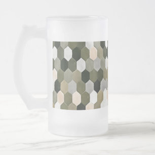 Caneca De Cerveja Vidro Jateado Padrão de favo de mel em tons de cinza e rosa