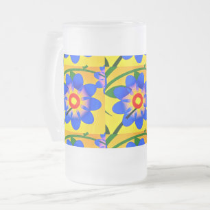 Caneca De Cerveja Vidro Jateado Padrão de Flores de Abstrato Bonito