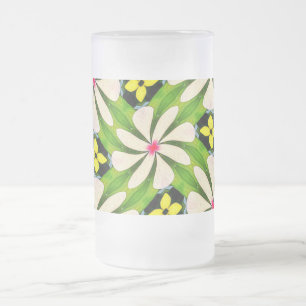 Caneca De Cerveja Vidro Jateado Padrão de Flores Estéticas