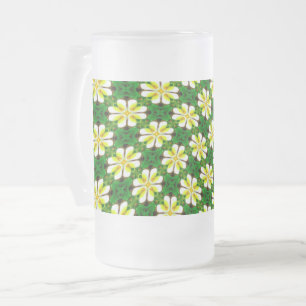 Caneca De Cerveja Vidro Jateado Padrão de Frangipani Amarelo