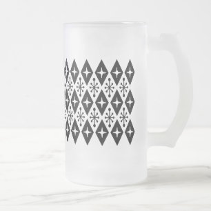 Caneca De Cerveja Vidro Jateado Padrão de Inicialização Moderna do Meio século Ret