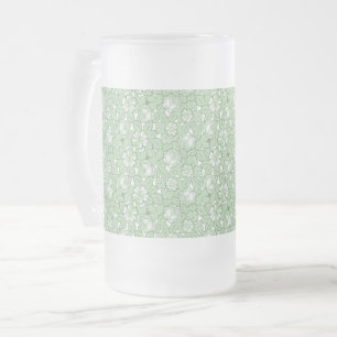 Caneca De Cerveja Vidro Jateado Padrão de rosa com luz verde