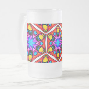 Caneca De Cerveja Vidro Jateado Padrão Floral Elegante Abstrato