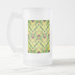 Caneca De Cerveja Vidro Jateado Padrão verde e castanho