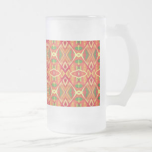 Caneca De Cerveja Vidro Jateado Padrão verde e laranja