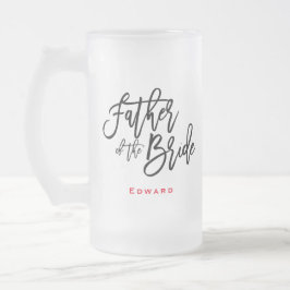 Caneca De Cerveja Vidro Jateado Padre do Escritório Negro Bride e Presente de Nome