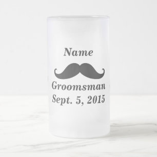 Caneca De Cerveja Vidro Jateado Padrinho de casamento bigode e tampa de vidro do F