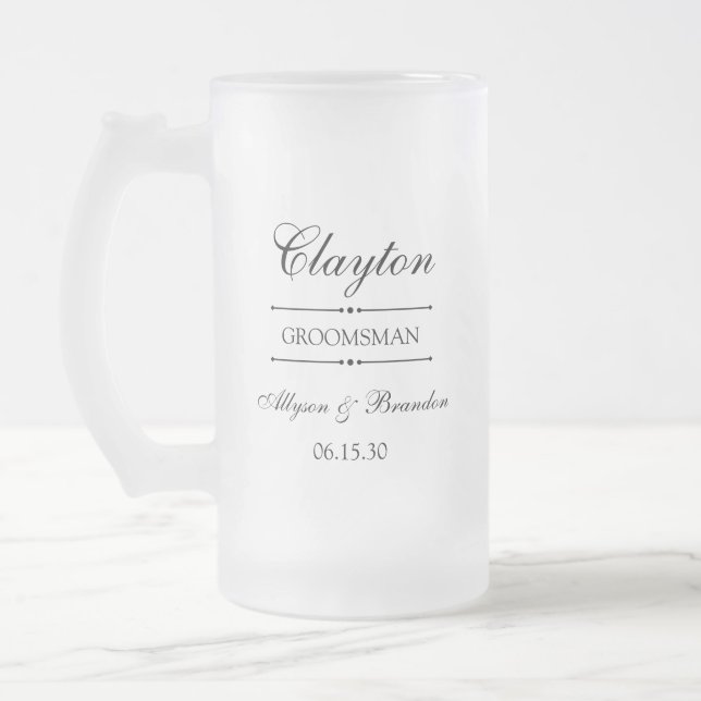 Caneca De Cerveja Vidro Jateado Padrinho de casamento Personalizado (Esquerda)