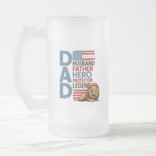 Caneca De Cerveja Vidro Jateado Pai Bandeira Americana Leão Patriótico