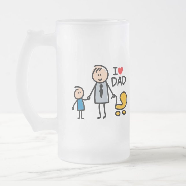 Caneca De Cerveja Vidro Jateado Pai de amor (Esquerda)