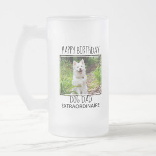 Caneca De Cerveja Vidro Jateado Pai De Cães - Feliz Aniversário, Melhor Pai, Fot