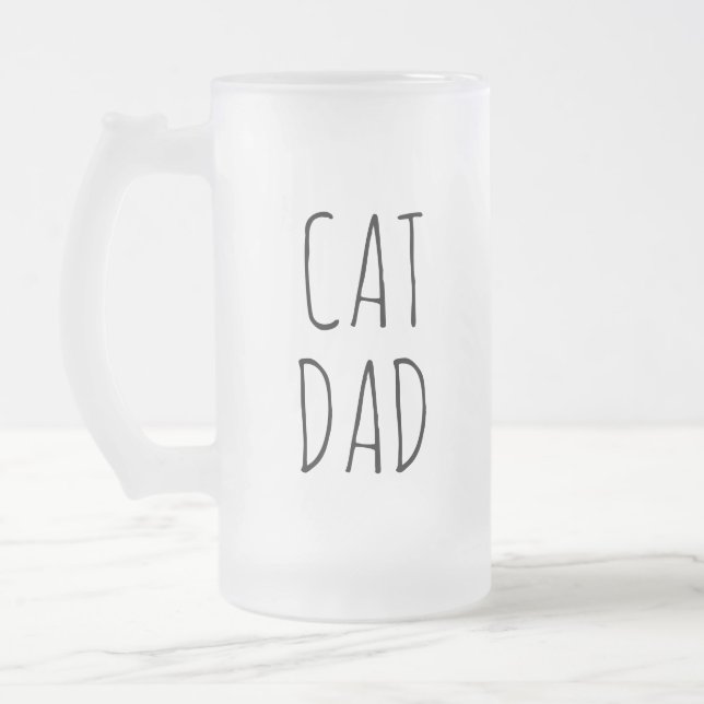 Caneca De Cerveja Vidro Jateado "Pai de Gato" Simples Farmhouse Moderno (Esquerda)
