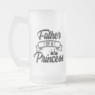 Caneca De Cerveja Vidro Jateado Pai de uma Princesa Word Art
