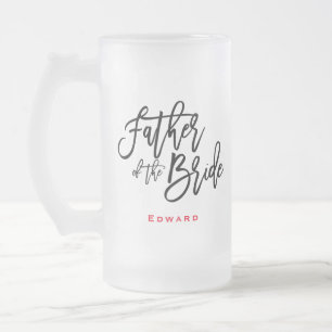 Caneca De Cerveja Vidro Jateado Pai do Bride Black Script & Name Gift