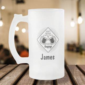 Caneca De Cerveja Vidro Jateado Pai Engraçado de Nome Personalizado