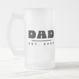 Caneca De Cerveja Vidro Jateado Pai Fundado em 20XX Tipografia Moderna Preta