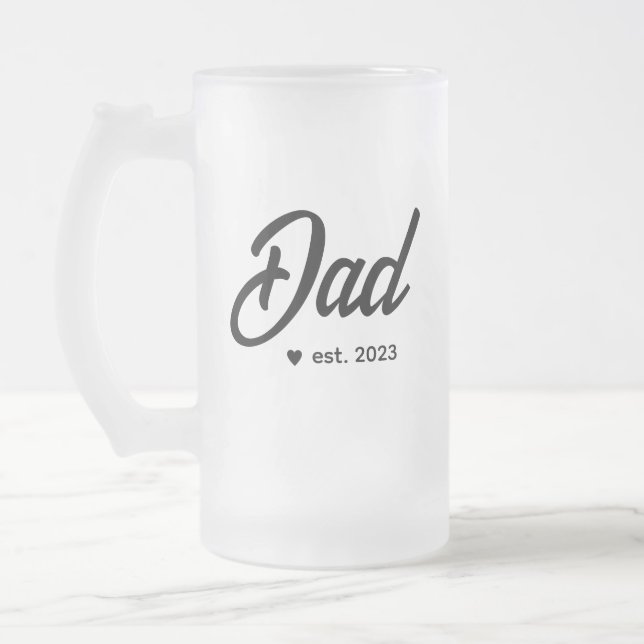 Caneca De Cerveja Vidro Jateado Pai - Letra simples | Presente de Pai (Esquerda)