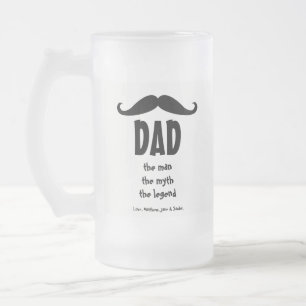 Caneca De Cerveja Vidro Jateado Pai o homem o mito do bigode da lenda