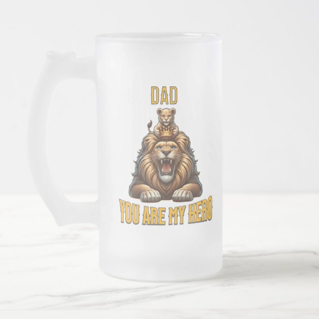 Caneca De Cerveja Vidro Jateado Pai Que Você Seja Meu Herói (Esquerda)