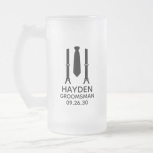 Caneca De Cerveja Vidro Jateado Pajem de Gravata Preta