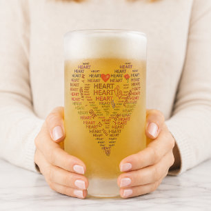 Caneca De Cerveja Vidro Jateado Palavras de coração