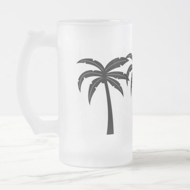 Caneca De Cerveja Vidro Jateado Palmeiras tropicais (Esquerda)