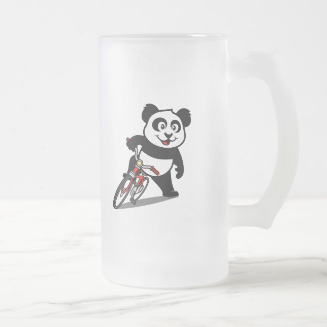 Caneca De Cerveja Vidro Jateado Panda de Bicicleta Bonita (Direita)