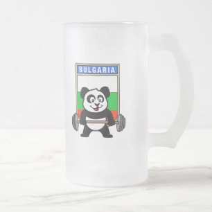 Caneca De Cerveja Vidro Jateado Panda do halterofilismo de Bulgária