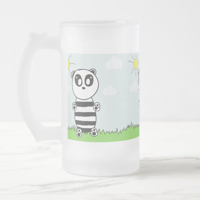 Caneca De Cerveja Vidro Jateado Panda Kids (Esquerda)