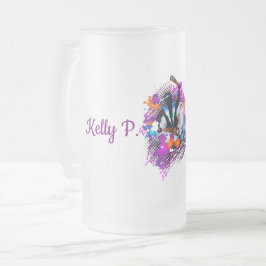 Caneca De Cerveja Vidro Jateado Panman do Carnaval Vibrante abstrato