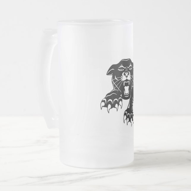 Caneca De Cerveja Vidro Jateado Pantera preta (Frente Esquerda)