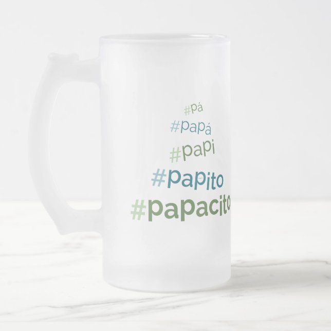 Caneca De Cerveja Vidro Jateado #Papá • #Papacito • #Pá • #Papito#Papá • #Papacito (Esquerda)