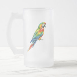 Caneca De Cerveja Vidro Jateado Papagaio