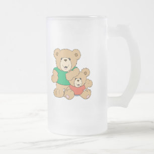 Caneca De Cerveja Vidro Jateado Papai e ursinho