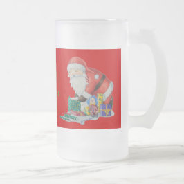 Caneca De Cerveja Vidro Jateado papai noel de designs bonitos preparando-se para o