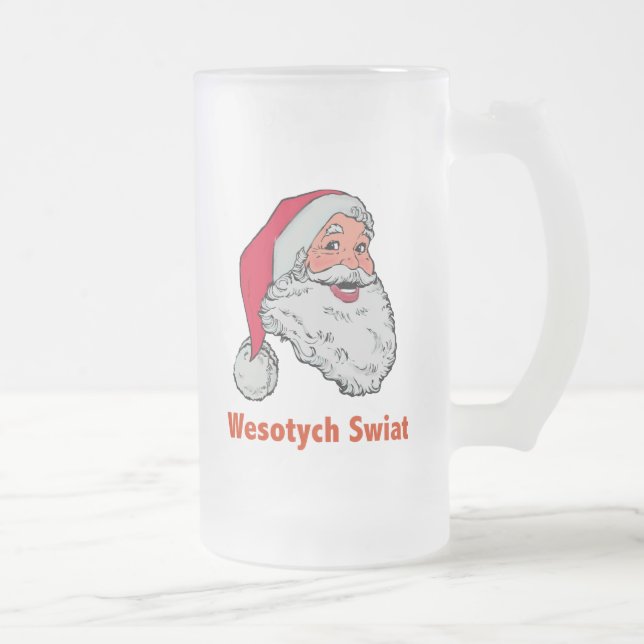 Caneca De Cerveja Vidro Jateado Papai noel polonês (Direita)