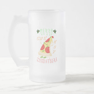 Caneca De Cerveja Vidro Jateado Papais noeis de Natal Cheesy feliz Pizza Natal