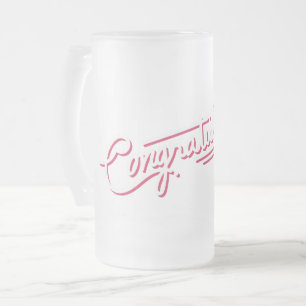 Caneca De Cerveja Vidro Jateado Parabéns Fosco Vidro da caneta