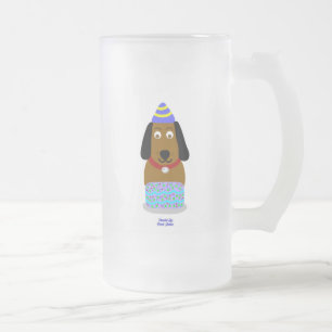 Caneca De Cerveja Vidro Jateado Parabéns Pup Fosco Grande Cama de Vidro