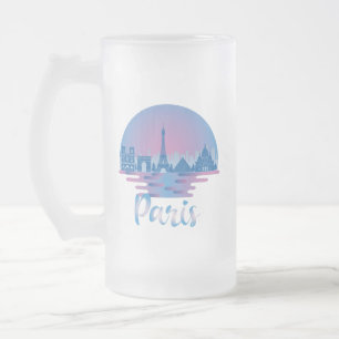 Caneca De Cerveja Vidro Jateado Paris Skyline - França Viagem