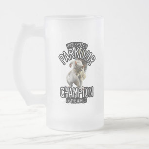 Caneca De Cerveja Vidro Jateado Parkour Squirrel - engraçada freerunning