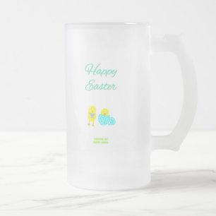Caneca De Cerveja Vidro Jateado Páscoa Chapeleiro de Fosco grande