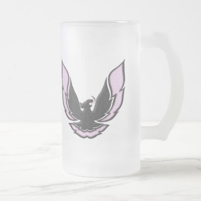 Caneca De Cerveja Vidro Jateado Pássaro de competência cor-de-rosa (Direita)