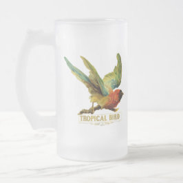 Caneca De Cerveja Vidro Jateado Pássaro Tropical Vintage Carimbo de Marca