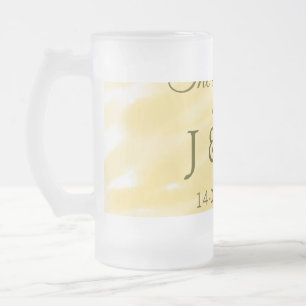 Caneca De Cerveja Vidro Jateado Pastel amarelo-manteiga, casamento do casal le