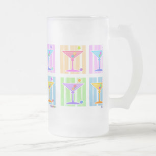 CANECA DE CERVEJA VIDRO JATEADO PASTEL POP ART MARTINIS