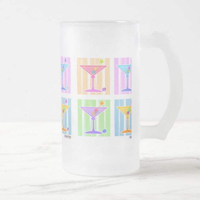 CANECA DE CERVEJA VIDRO JATEADO PASTEL POP ART MARTINIS (Direita)