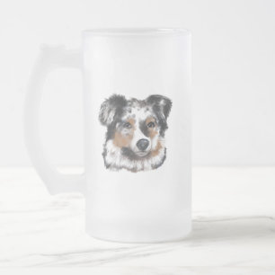 Caneca De Cerveja Vidro Jateado Pastor Australiano