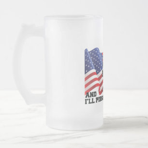 Caneca De Cerveja Vidro Jateado Patriota Americano 