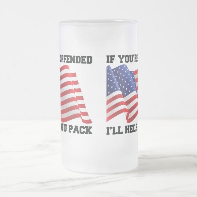 Caneca De Cerveja Vidro Jateado Patriota Americano (Centro)